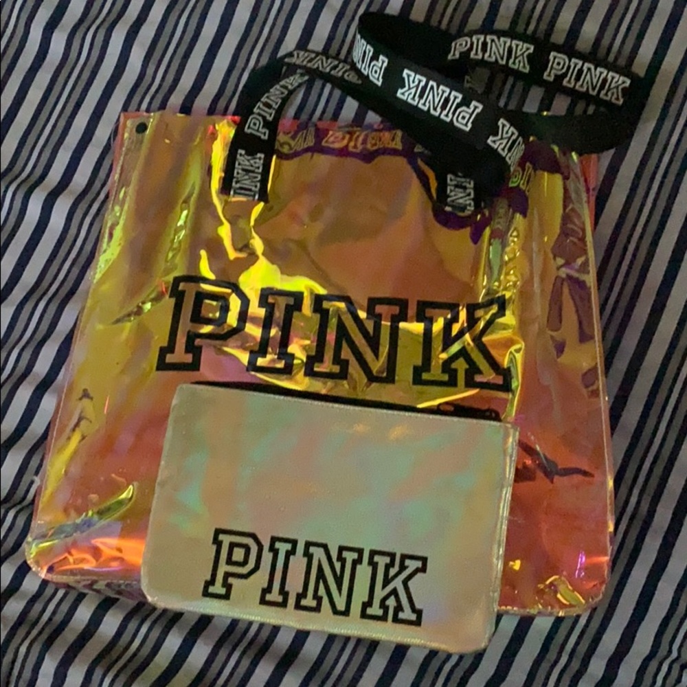Victoria secret Pink iridescent tout plus pouch